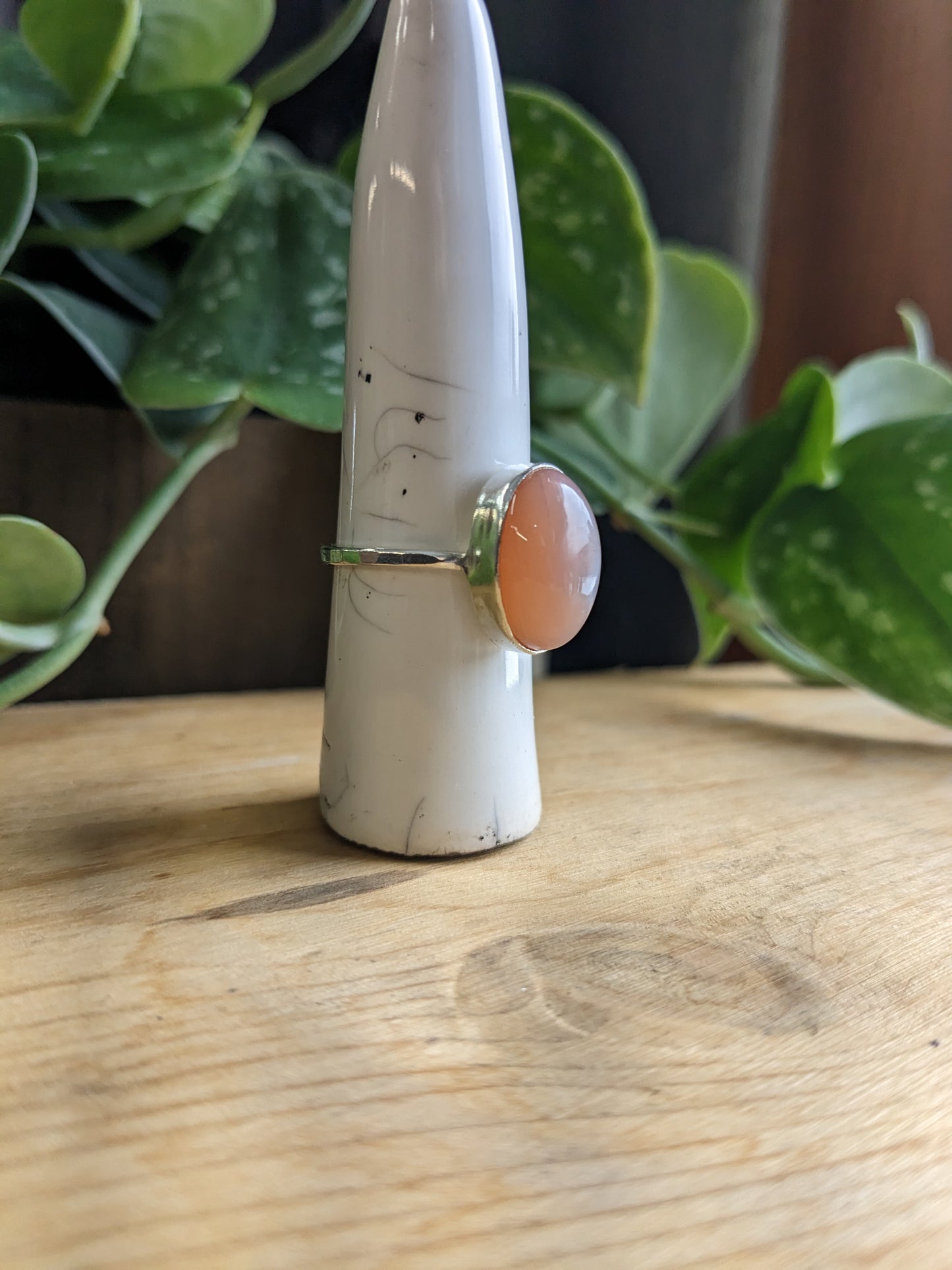 Peach Moonstone Ring - pink undertones