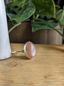 Peach Moonstone Ring - pink undertones