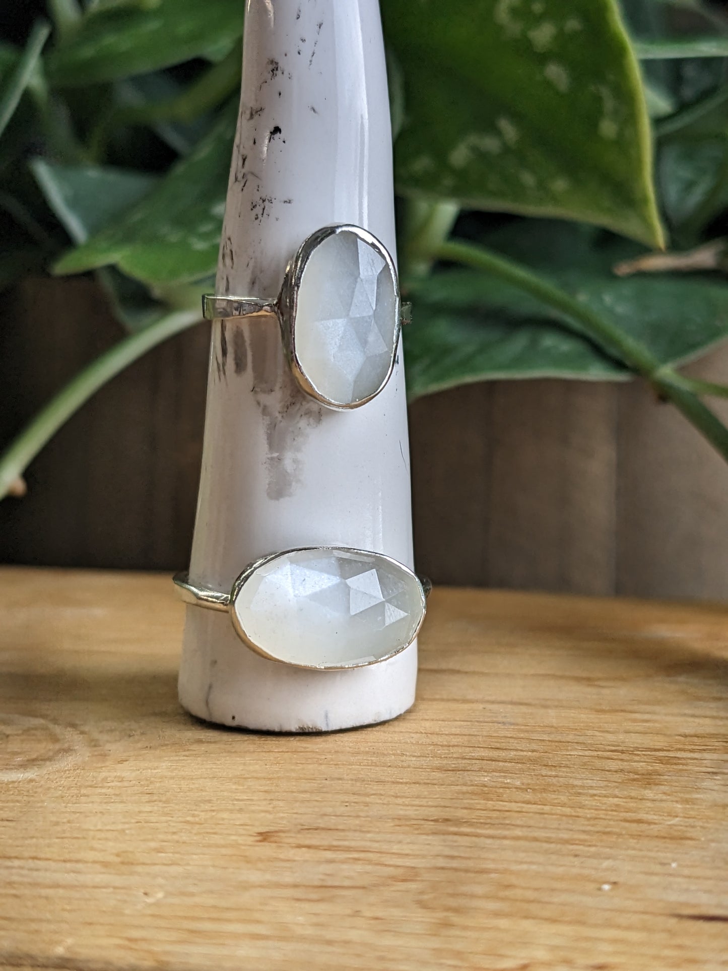 White Moonstone Ring - horizontal