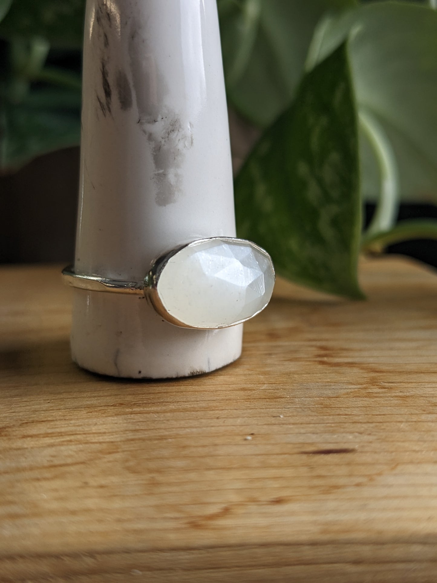 White Moonstone Ring - horizontal