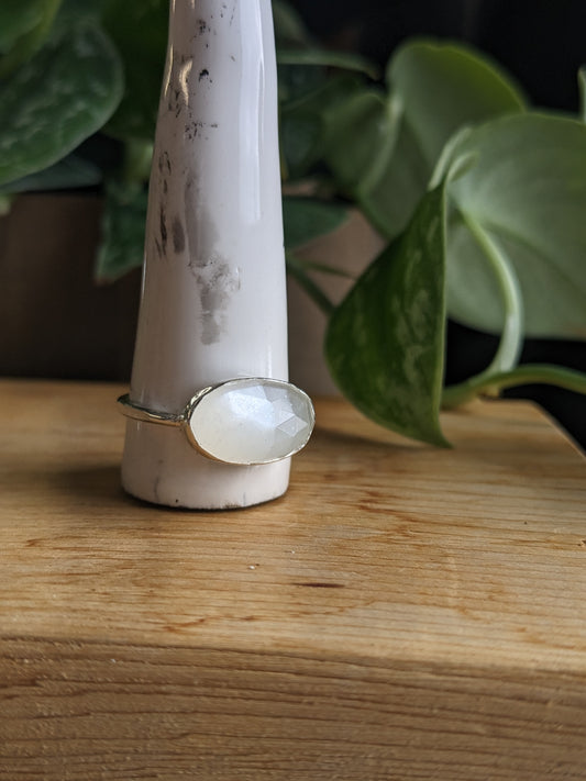 White Moonstone Ring - horizontal