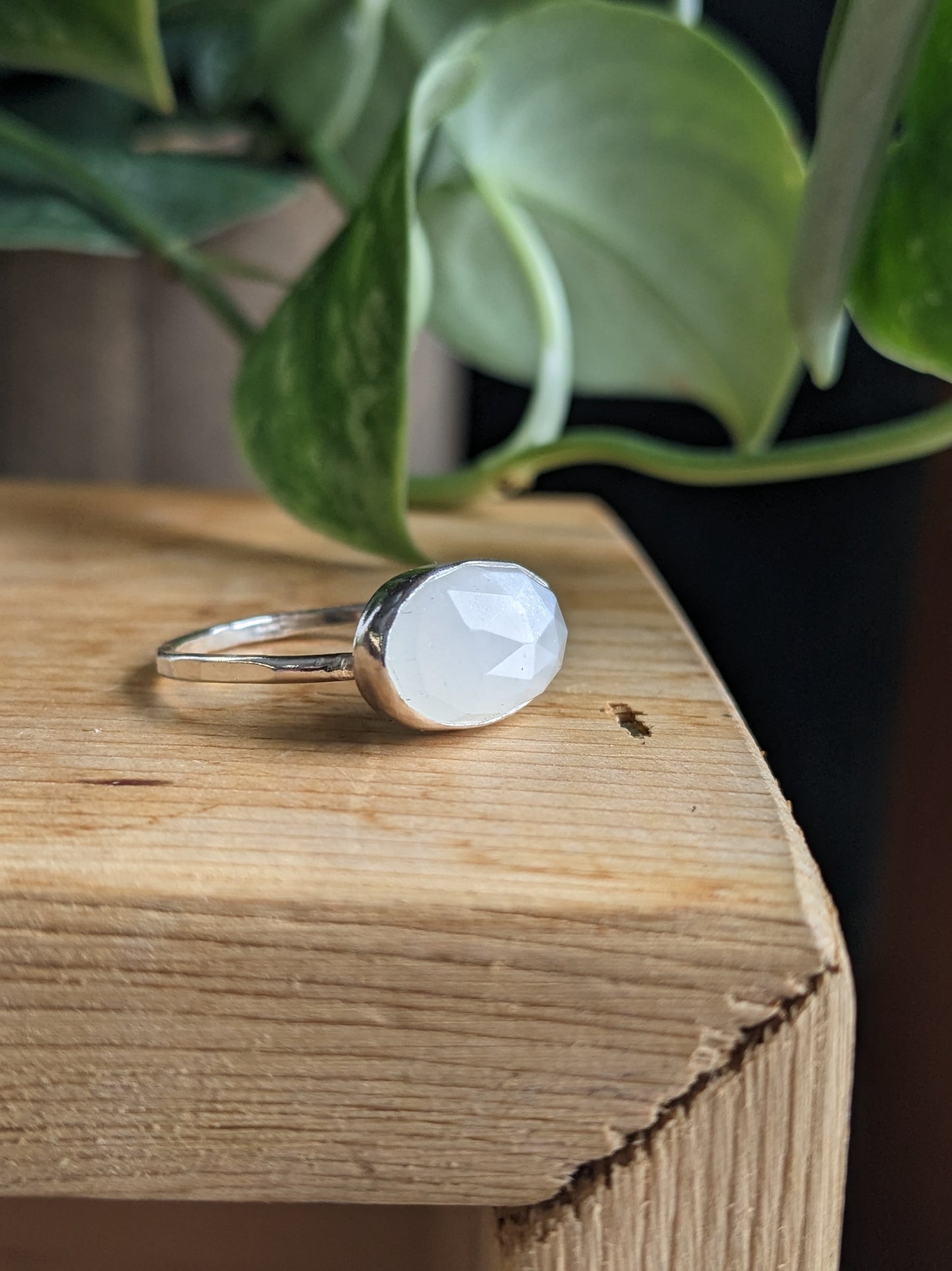 White Moonstone Ring - horizontal