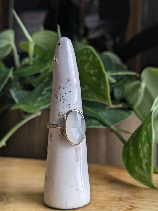 White Moonstone Ring - vertical