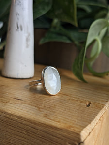 White Moonstone Ring - vertical