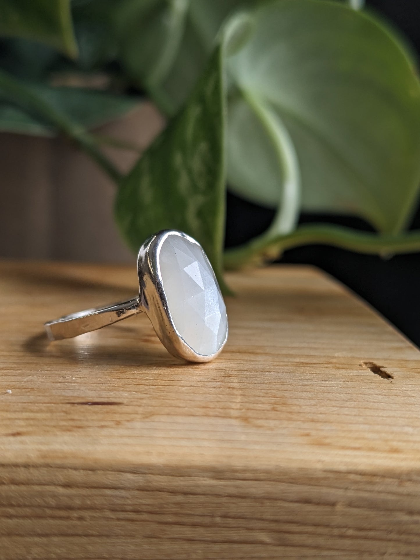 White Moonstone Ring - vertical