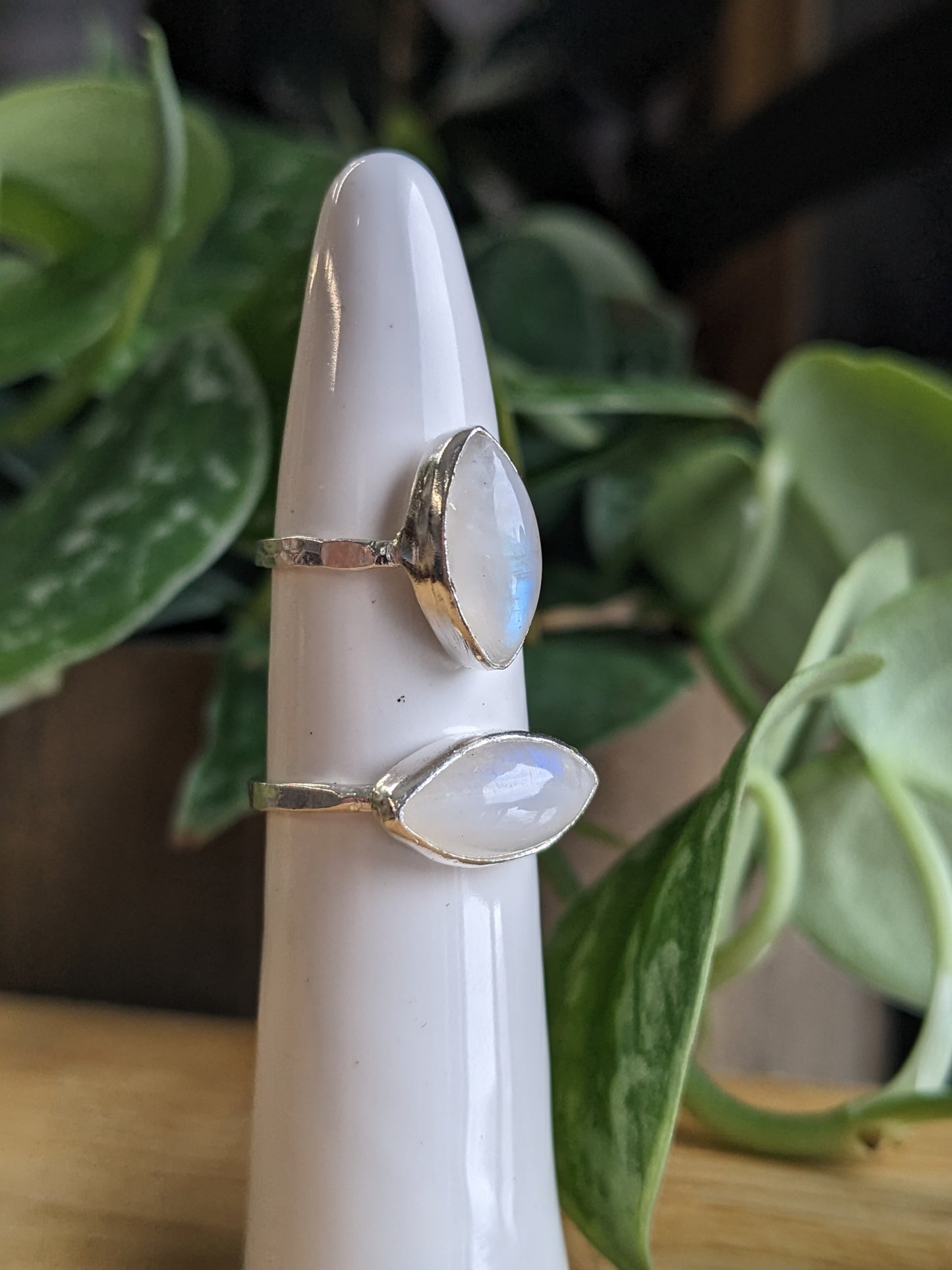 Rainbow Moonstone Ring - cat eye horizontal