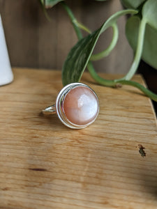 Peach Moonstone Ring - round