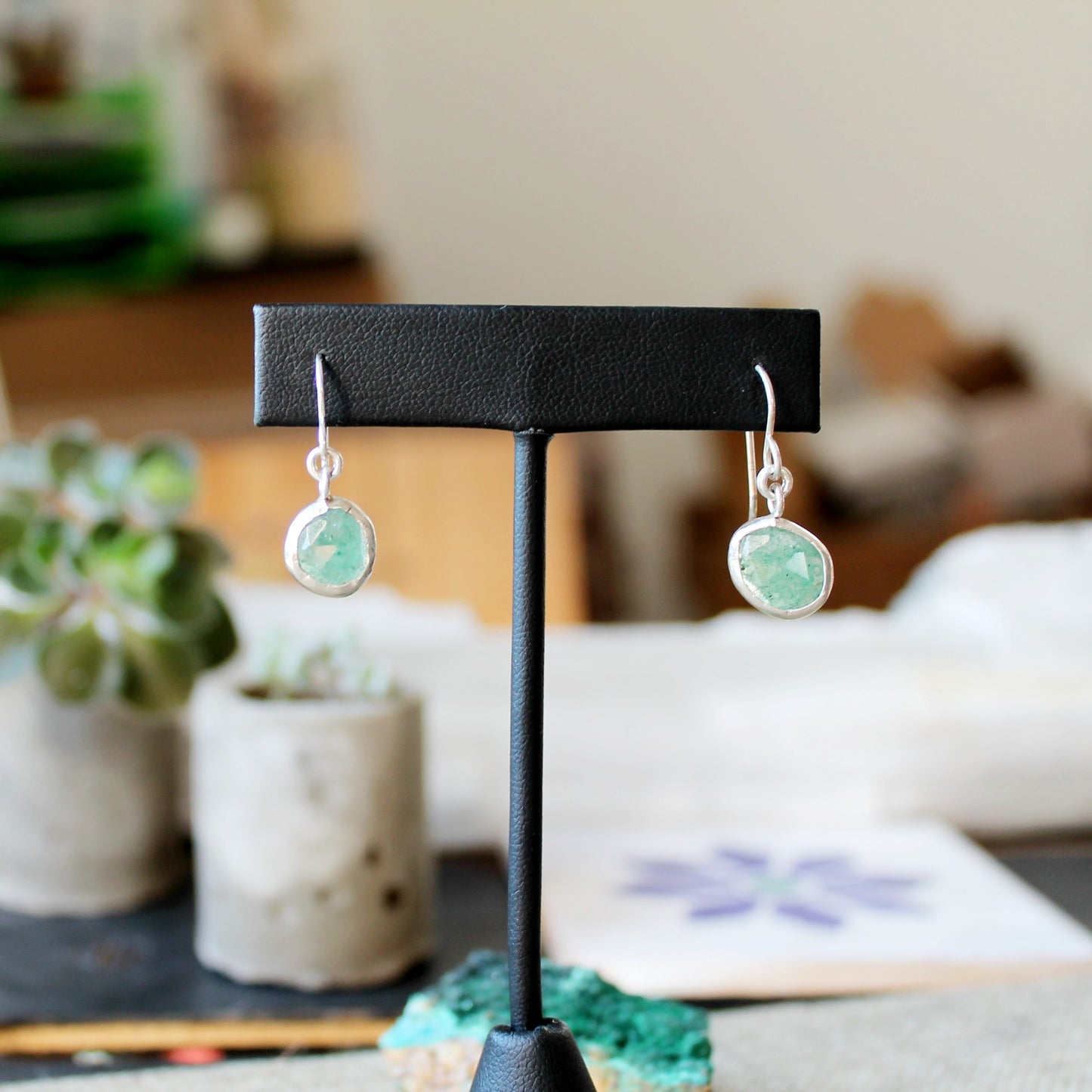 Boucles d'oreilles aventurine verte