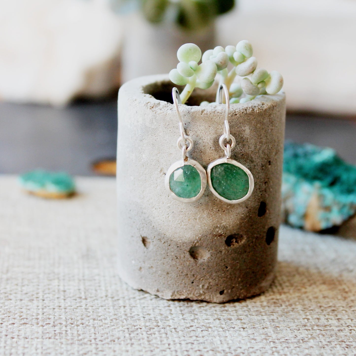 Boucles d'oreilles aventurine verte