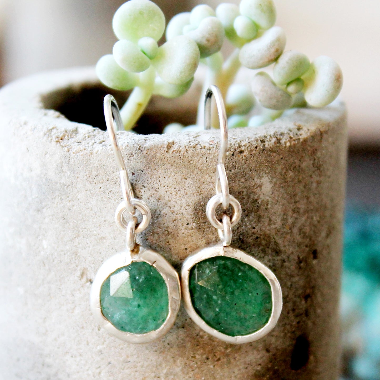 Boucles d'oreilles aventurine verte