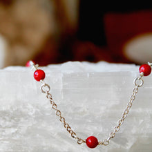 Load image into Gallery viewer, Red Coral silver Bracelet