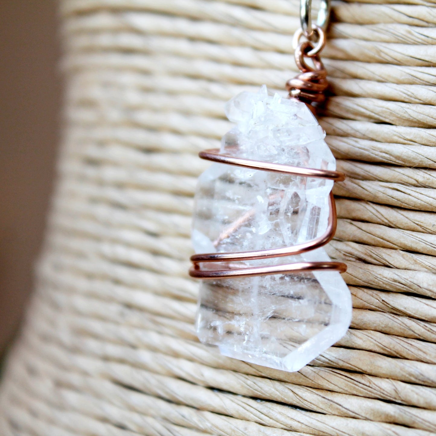 Collier Faden Quartz et Or Rose