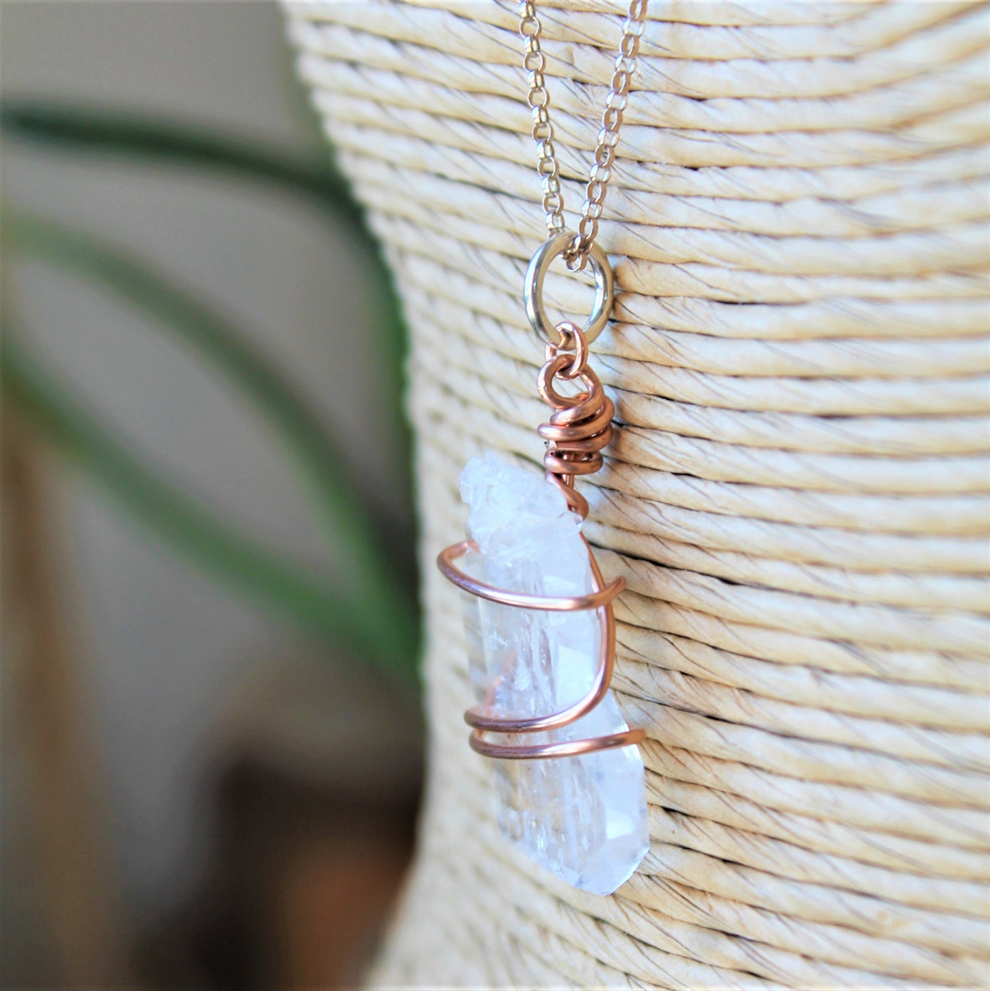 Collier Faden Quartz et Or Rose