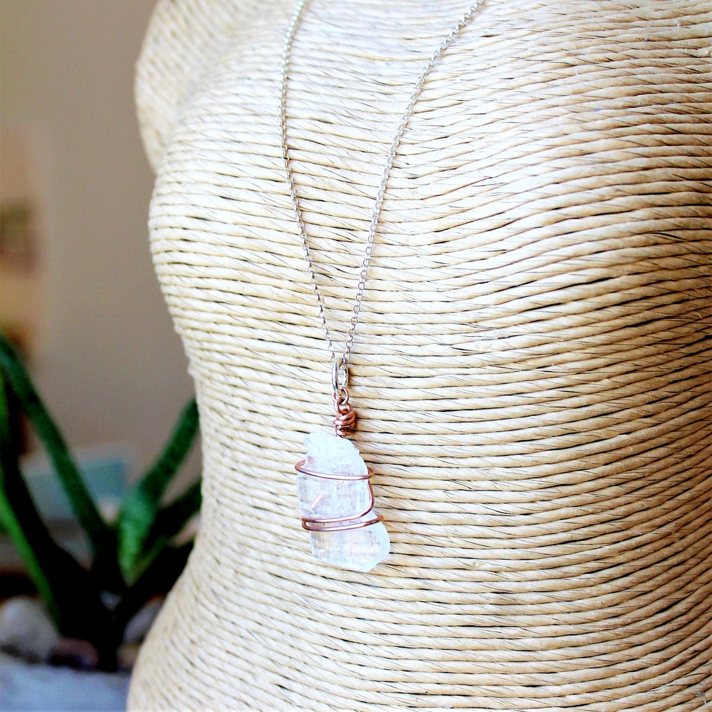 Collier Faden Quartz et Or Rose