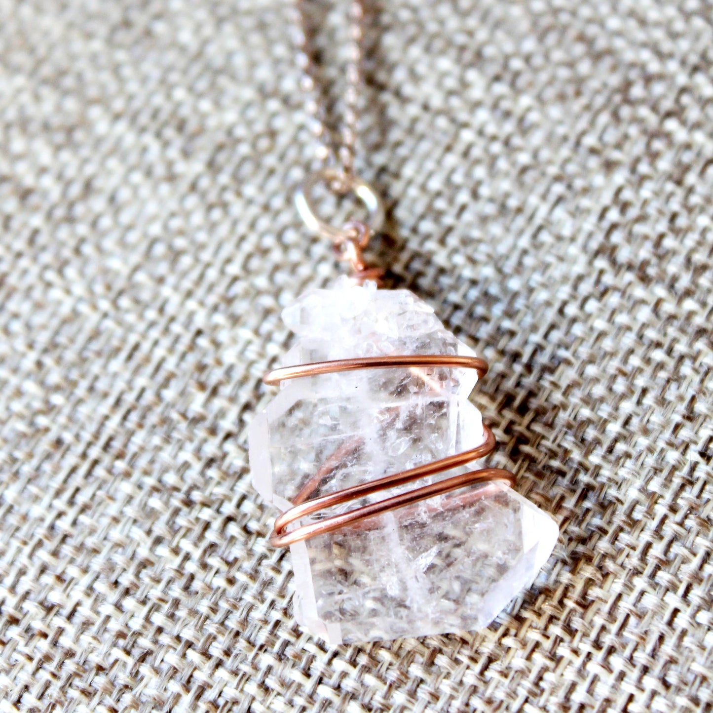 Collier Faden Quartz et Or Rose