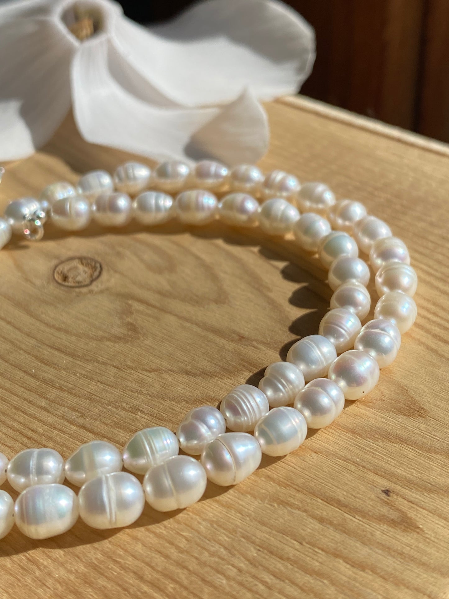 Collier de Perles Blanches Douces - 17''