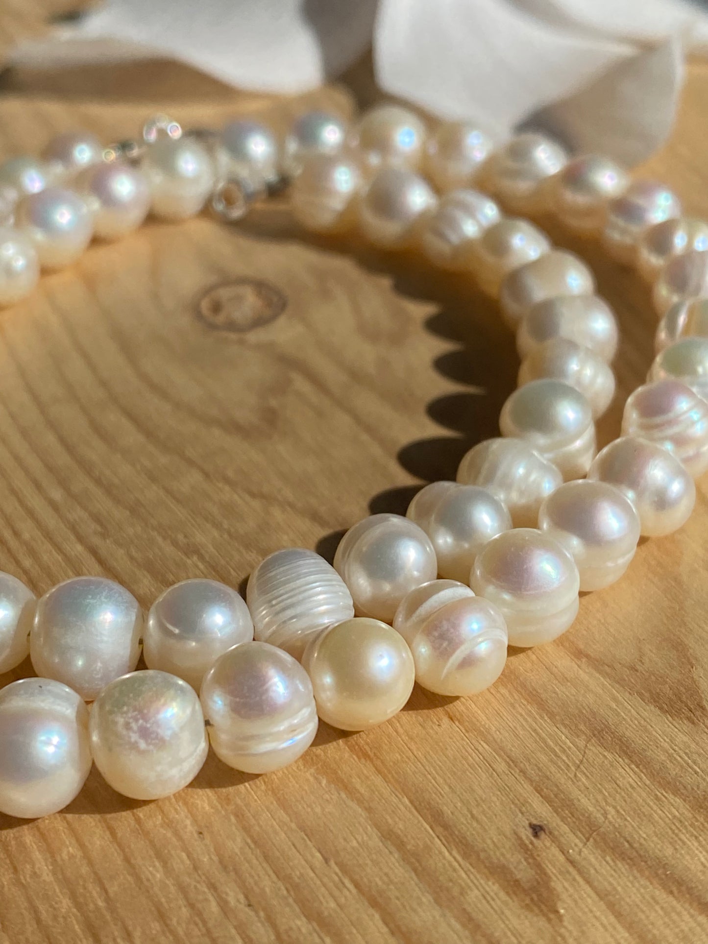 Collier de Perles Blanches Douces - 16''