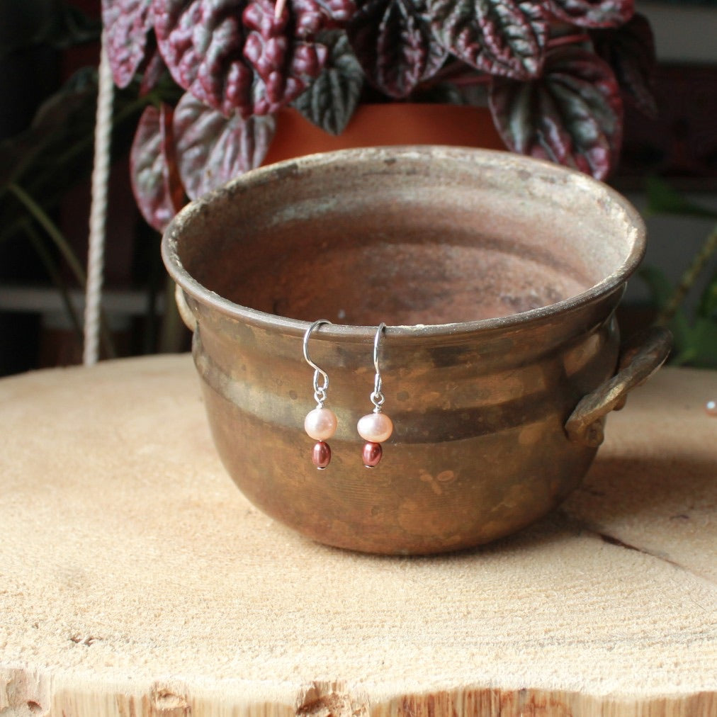 Blush N Bronze Pearls Earrings