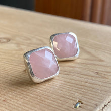 Load image into Gallery viewer, Rose Quartz square studs