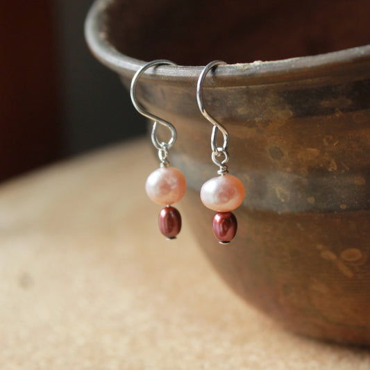 Blush N Bronze Pearls Earrings