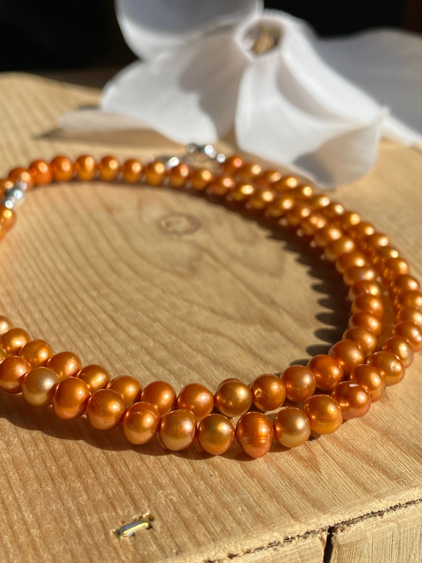 Collier Perles Douces - Orange