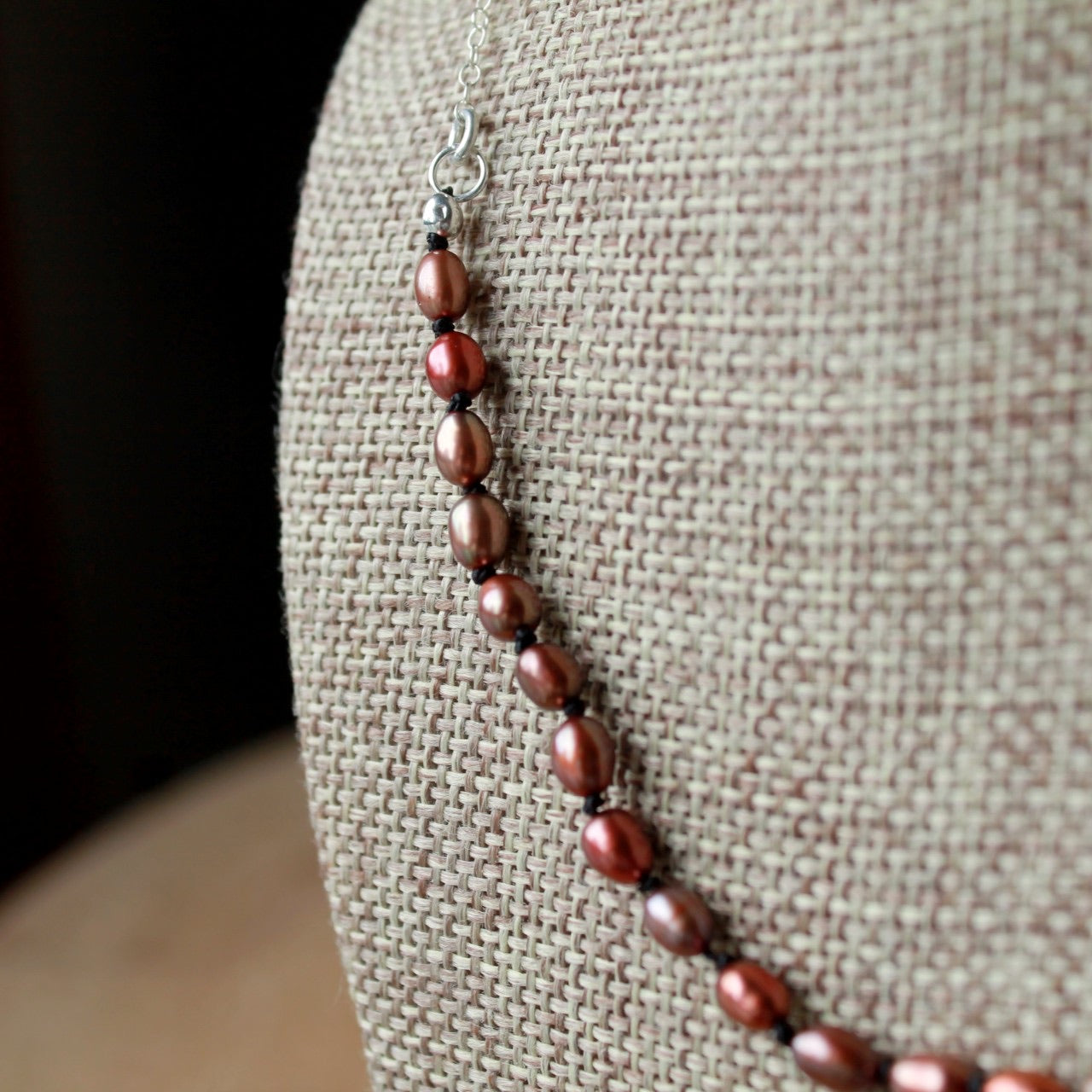 Collier court Perles Bronze (petites perles ovales)