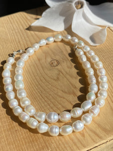 Collier de Perles Blanches Douces - 16''