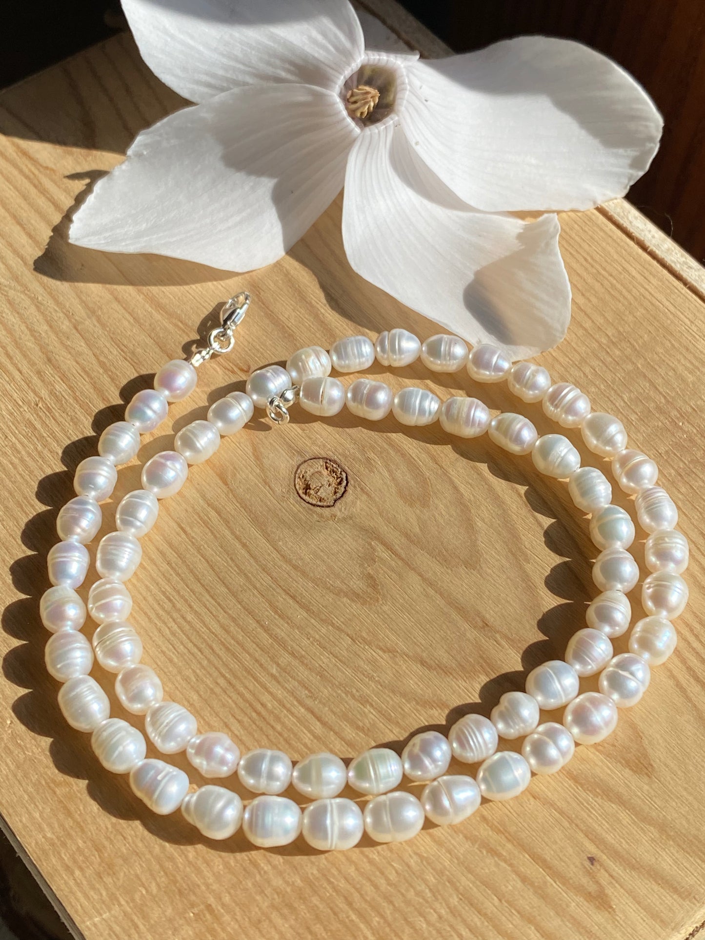 Collier de Perles Blanches Douces - 17''