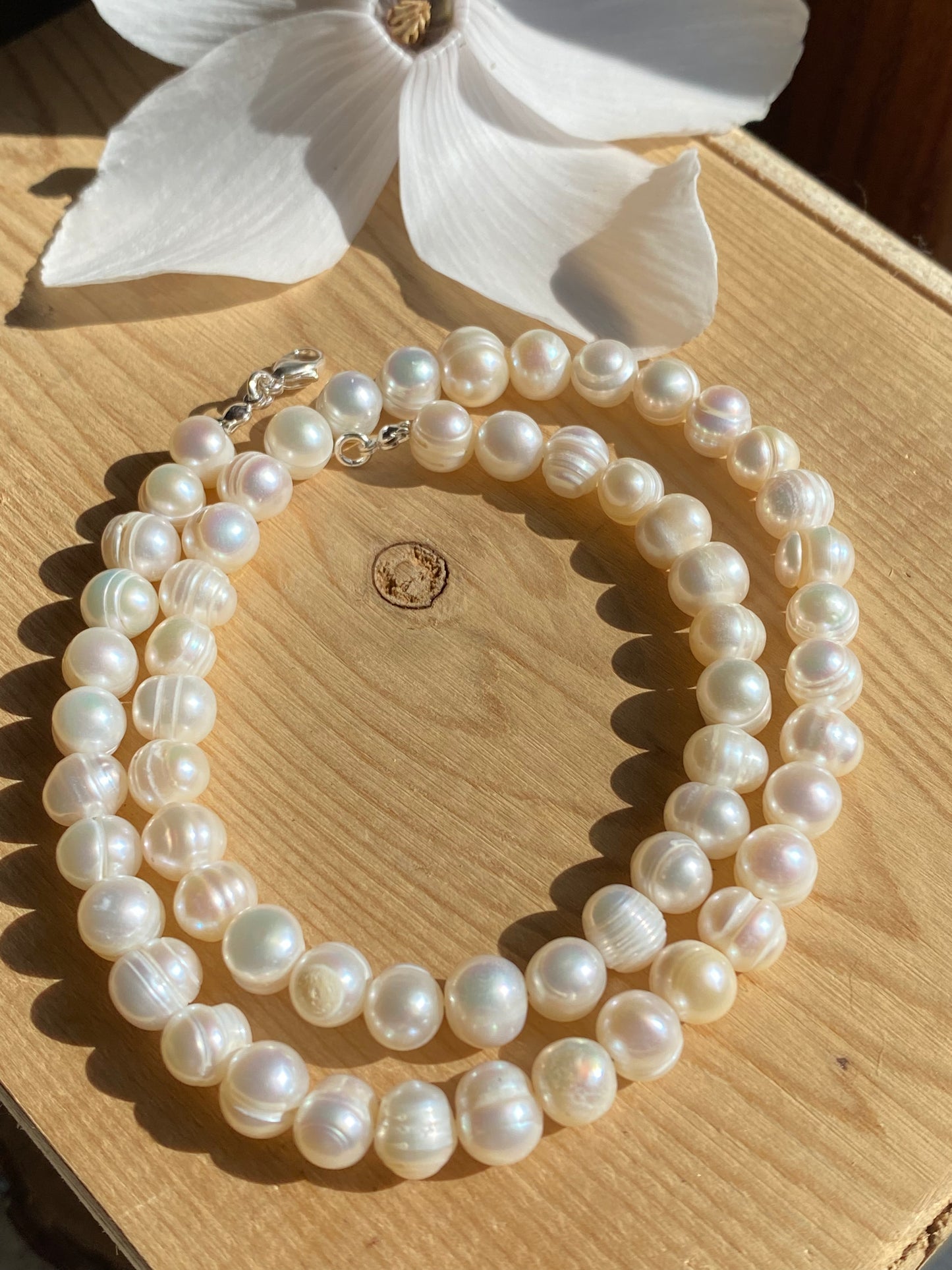 Collier de Perles Blanches Douces - 16''