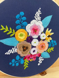 Blue Bouquet Embroidery